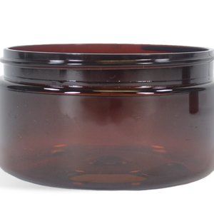 Un-used 08 oz Amber Heavy Wall Plastic Jar - 89/400 with lids 89/400